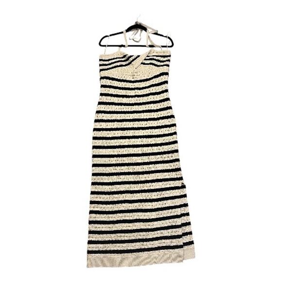 NWT House of Harlow 1960 Stripe Pointelle Halter Dress Size Large - Picture 2 of 9